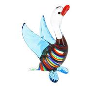 Vetro di venezia murano vetro figurina di anatra a strisce, blu, alta 3 pollici di altezza - decorazione colorata per uccelli per casa o in ufficio che colleziona l'ornamento di anatra fatto a mano da
