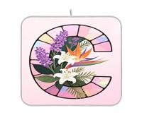 Vetro Fiore Lettera C scolapiatti tappetino cucina bancone gadget lavastoviglie asciugatura opaco cucina resistente al calore tappetino 16 x 18