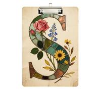 Vetro Fiore Lettera S Infermieristica Appunti Foro Standard per Calcio Softball Coaching Dimensioni 9 x 12.5 Tabla para escribir