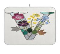 Vetro Fiore Lettera V asciugatura piatto mat cucina pad per bancone cucina scolapiatti stuoie piatto essiccazione tappetino xl 18 x 24
