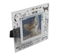 Vetro Foto Cornice - Specchio & Brillantini Dettaglio - Gatto/Cane - Scelta