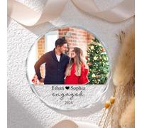 Vetro fotografico personalizzato per coppie, personalizzato per il primo Natale fidanzato 2025, regalo di fidanzamento, il nostro primo anno come Mr e Mrs, decorazione per sposi, regalo per feste di