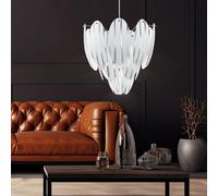 Vetro Lampada a Sospensione Righe Bianco Dormire Camera Illuminazione Copertina [EEK: Non valutato]