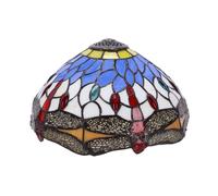 Vetro lavorato in stile Tiffany con libellule blu per lampade vintage 30 cm