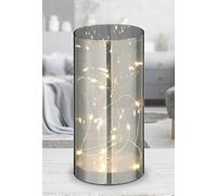 Vetro luminoso a LED argento con timer - 20 cm - Lampada decorativa in vetro - Lampada a cilindro, decorazione per finestra