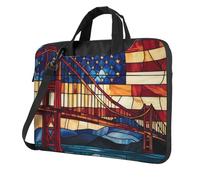 Vetro macchiato Bandiera Americana Ponte Laptop Bag Laptop Case 15.6 Pollice Computer Borse Imbottito Della Copertura Del Manicotto Per Le Donne Uomini