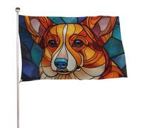 Vetro macchiato Corgi Dog Face Flag 3x5 Ft Outdoor Garden Bandiere Banner Decor Per Cortile Portico Prato Fattoria