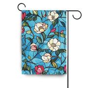 Vetro macchiato Fioritura Rose Flower bandiera giardino set stagionale Ringraziamento banner per la decorazione del portico 28x40 doppio lato
