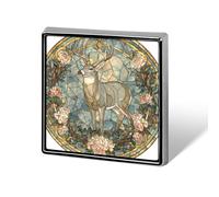 Vetro macchiato Maestoso Cervo Floreali Invernali Spille e Spille Unisex Quadrato Leggero Risvolto Distintivo Gioielli per Abbigliamento Scialle Cappello