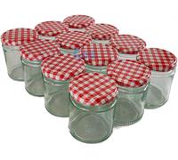 Vetro Marmellata Barattoli Rotondo Con Rosso a Quadretti Coperchi 190ml 24pk