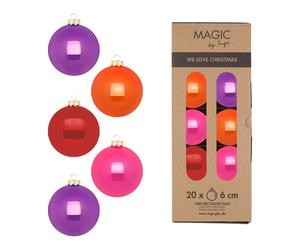 Vetro Palla di Natale Set Ø 6cm,20 Pezzo / Scatola,Colore Mix Party Time - Magic