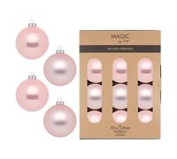 Vetro Palla di Natale Set Ø 8cm,12 Pezzo / Scatola, Rosa Mix Bella Magnolia -