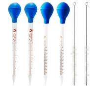 Vetro Pipette, Contagocce Graduato di Vetro, 5ml 10ml Pipette Contagocce, 4 Pezzi Pipetta Contagocce in Vetro con 2 Pezzi Spazzolini per Laboratorio, per Laboratorio Alimenti Scolastica