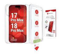 Vetro protettivo + custodia protettiva per iPhone 18 Pro Max / 17 Pro Max | DISPLEX Real Glass + custodia trasparente, vetro protettivo 10H, infrangibile, antigraffio, MountMaster per montaggio in 3