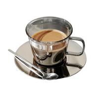 Vetro retrò y grigio trasparente tazza di caffè cinese tinta unita home-silver