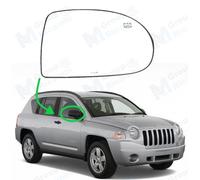 Vetro Specchietto Retrovisore Con Piastra Destro Per Jeep Compass 2006 - 2017