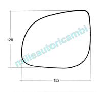VETRO SPECCHIO RETROVISORE PER HYUNDAI I10 2011>2013 SINISTRO NUDO ADESIVO