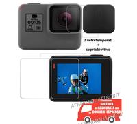 vetro temperato gopro hero 5 6 7 black go pro 9h + copriobiettivo schermo
