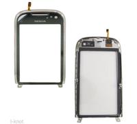 VETRO+ TOUCH SCREEN +COVER CORNICE FRAME per NOKIA C7 VETRINO NUOVO SILVER GRIGI