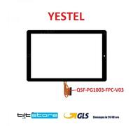 VETRO TOUCH SCREEN YESTEL FLAT QSF-PG1003 CON BIADESIVO TABLET SCHERMO NERO