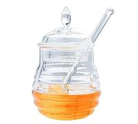 Vetro trasparente per miele - vetro trasparente per bastoncini di miele | vaso per miele in vetro | miele di vetro multiuso con mestolo | vaso per miele alveare per torte, marmellate, gelatina, vaso