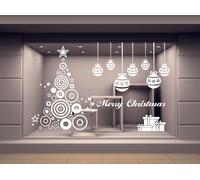 vetrofania adesivo vetrina albero natale merry christmas ADESIVI fiocchi v20