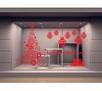vetrofania adesivo vetrina albero natale merry christmas ADESIVI fiocchi v20r