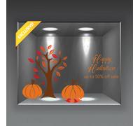vetrofanie adesivi murali autunno inverno halloween zucche saldi sale b0161