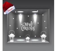 vetrofanie buon natale merry christmas adesivo vetrine casa negozio a0345