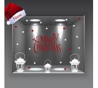 vetrofanie buon natale merry christmas adesivo vetrine casa negozio a0345