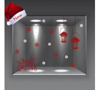 vetrofanie buon natale merry christmas adesivo vetrine casa negozio a0346