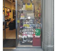 vetrofanie natalizie adesivi buon natale merry christmas cristalli addobbi a0339