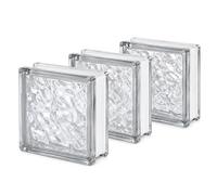Vetromattone Ondulato Trasparente 19x19x8 cm Set 3 Pezzi Blocco in Vetro per Pareti Divisorie Interni ed Esterni Design Luminoso LEMAG SRL