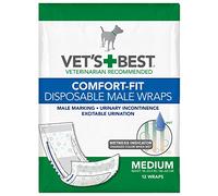 Vet's Best Comfort Fit wrap usa e getta per cane maschio con indicatore di umidità, Confezione da 12 pz.