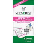 Vet's Best Pannolini per Cani Comfort Fit, Pannolini USA e Getta per Cani Femmina, Assorbenti a Prova di perdite, X-Small, 12 Pezzi