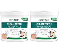 Vet's Best Salviette per la cura dei denti; riducono la placca e rinfrescano l'alito, salviette per la pulizia dentale di cani e gatti, 50 salviette monouso (Confezione da 2)