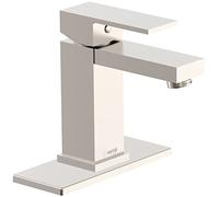 Vetta Rubinetti da bagno - Rubinetto per lavabo da bagno a foro singolo, con piastra di copertura, in ottone massiccio, rubinetto dell'acqua per lavello a 1 o 3 fori (nichel)
