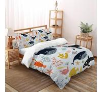 vettore collezione creatura del mare Set Di Biancheria Da Letto Carteeone animato Copripiumino 2 Pezzi Comfort in Morbida Microfibra Per Coppia Adulti Doppia Con Chiusura Double（200x200cm）