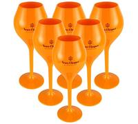 Veuve Clicquot Set di 6 bicchieri da champagne, tazza da champagne ricca, giallo acrilico, taglia S, 260 ml