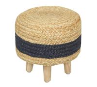 VEVARA HOMES Copertura per sgabello ottomano con poggiapiedi rotondo in iuta naturale, multifunzionale, tavolino da caffè, decorazione per la casa, 33 x 33 x 30 cm