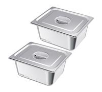 VEVOR 1/2 Pentola per Vapore in Acciaio Inox, 149 mm di Profondità, Pentola a Tavolo da 36 L, Forniture per Ristoranti Anti-Inceppamento, Antiruggine, per la Casa, Feste, Ristoranti, 2 Confezioni