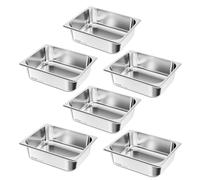 VEVOR 1/2 Pentola per Vapore in Acciaio Inox, 99 mm di Profondità, Pentola a Tavolo da 24 L, Forniture per Ristoranti Anti-Inceppamento, Antiruggine, per la Casa, Feste, Ristoranti, 6 Confezioni