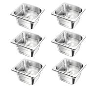 VEVOR 1/6 Pentola per Vapore in Acciaio Inox, 100 mm di Profondità, Pentola a Tavolo da 6,8 L, Forniture per Ristoranti Anti-Inceppamento, Antiruggine, per la Casa, Feste, Ristoranti, 6 Confezioni