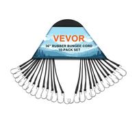 VEVOR 10 Pezzi di Corda Elastica Piatta, Cinghie Elastiche Resistenti 20 mm con Gancio a S in Acciaio, Include Corda Elastica da 914 mm, per Merci, Teloni, Camion e Tende, Corda Elastica Piatta Nero
