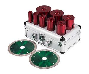 VEVOR 10 Pezzi Punte Diamantate per Trapano M14 (per Smerigliatrice Angolare) Sega a Tazza Diamantati per Piastrelle, Granito, Marmo e Porcellana, dal diametro di 20, 25, 32, 35, 40, 50, 60, 68 mm