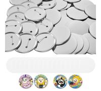 VEVOR 100 Set Componenti Bottoni a Spilla da 75 mm Retro in Metallo, Materiale di Consumo con Gusci in Metallo, Pellicole e Fogli di Carta Circolare, per Fai Da Te in Casa Studi di Personalizzazione