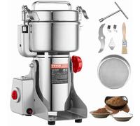 VEVOR 1000g Mulino Elettrico per Cereali, Macina Spezie Commerciale Alta Velocità 3000 W, Macchina Polverizzazione in Acciaio Inox, per Cereali Secchi, Spezie, Caffè, Mais, Pepe, Tipo Oscillante
