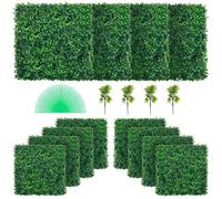 VEVOR 12 Pezzi Artificiale Pannello da Siepe di Bosso, 50,8 x 50,8 cm, Siepi Artificiali, Recinzione Artificiale Bosso, Edera Finta Effetto Realistico Decorazione Plastica Verde, Spessore da 4 cm