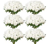 VEVOR 120 Pezzi Rose Bianche Fiori Artificiali Realistico Decorazioni Natalizie