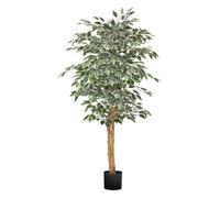 VEVOR 150 cm Albero di Ficus Artificiale con Vaso Nero, Albero Finto Alto con Tronco in Legno Naturale e Foglie e Frutti Verdi Realistici, Pianta Artificiale da Interno per Casa, Ufficio, Soggiorno
